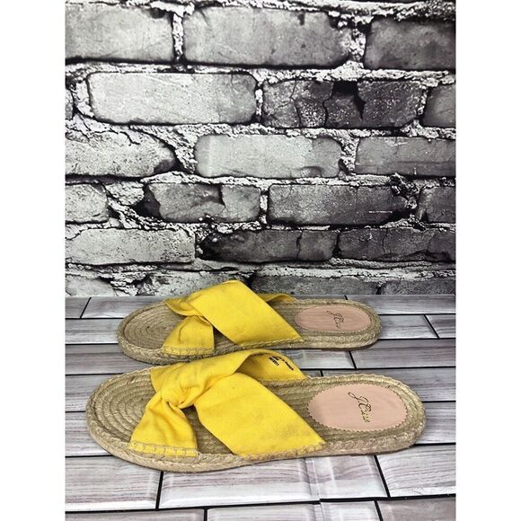 J. Crew Yellow Twisted Canvas Fabric Slide Espadrilles Sandals Women 9M US/40EU - Picture 4 of 16